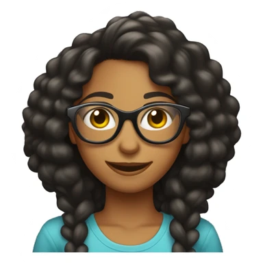 Una chica rizada pelo negro con gafas sonriendo sticker