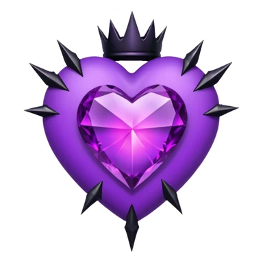 purple heart with black thorns and a crystal, dark romance sticker