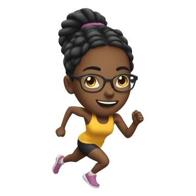 Black girl who runs track with braids and clear glasses sticker
