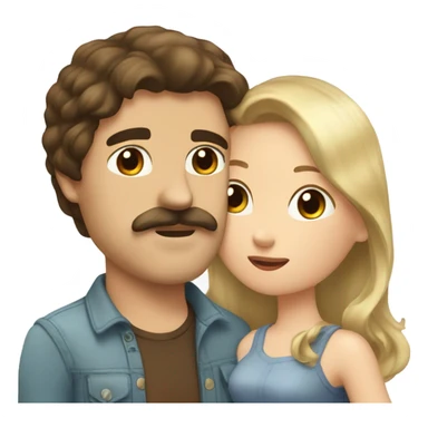 Man with brown hair and blond mustache kissed beautiful girl with dark brown hair  sticker