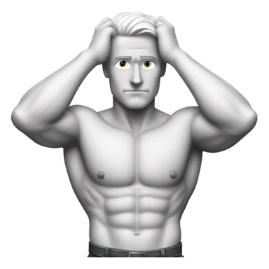 muscle white man figure hands behind your head front view sticker