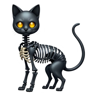 Shiny edgy gothic evil dark Cat skeleton (full body) sticker
