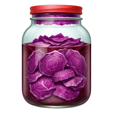 jar of red fermented cabbage, visible texture. sticker