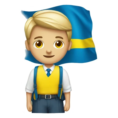 schoolboy with ukraine flag sticker