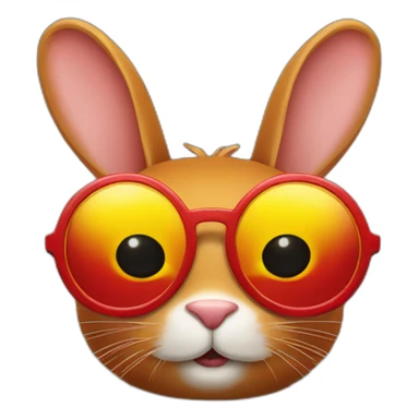 red rabbit with yellow round sunglasses sticker
