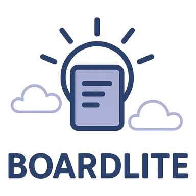 logo for Boardlite app abstract icon with board shape and light ray or halo, modern memorable scalable style, no person or animal sticker