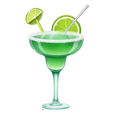 A glamorous margarita cocktail on a thin stem with white glitter. sticker