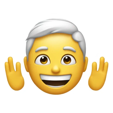 An emoji face with both hands placed behind its ears, palms facing forward, as if trying to listen carefully or playfully emphasizing its ears sticker
