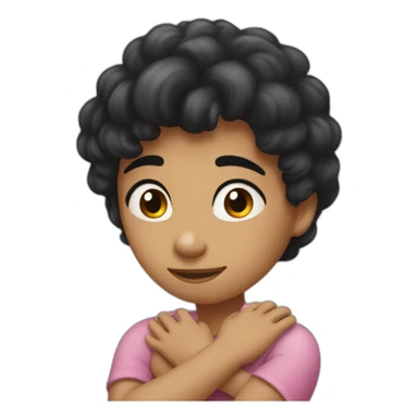 girl boy hug black hair sticker