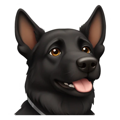 Black German Shepard with brown collar sticker