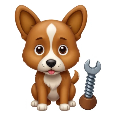 playful cartoon dog looking worriedly at a screw, visual pun for 'Don't screw the pooch' sticker