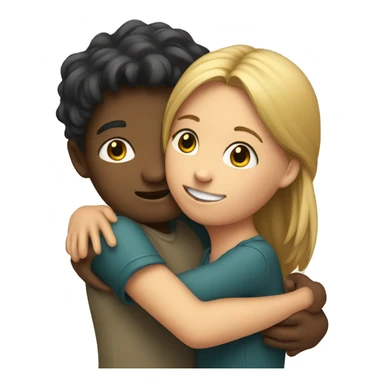 A girl and a boy hug sticker