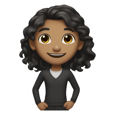 Tan skin, black long hair, big black eyes with beautiful smile  sticker