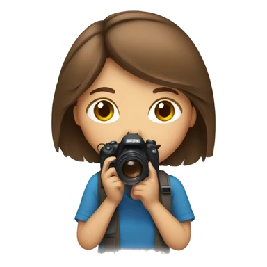 medium brown hair girl with camera sticker