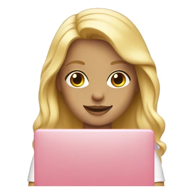 Blondy girl with pink laptop  sticker