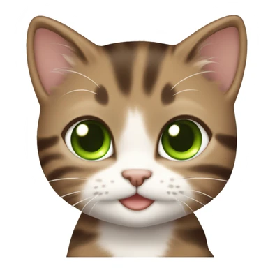 full body extremely cute kawaii brown tabby girl kitten with green eyes sticker