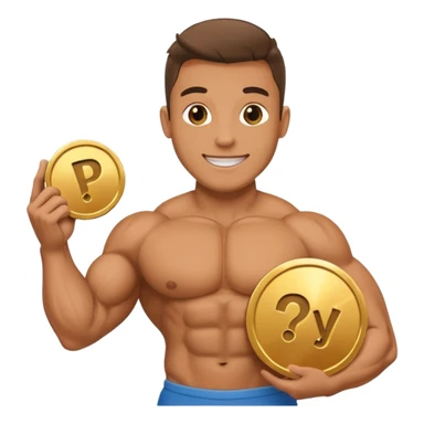 a happy bodybuilder holding youtube golden play button sticker