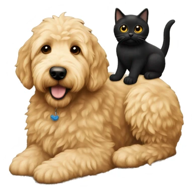 Golden doodle with a black cat  sticker