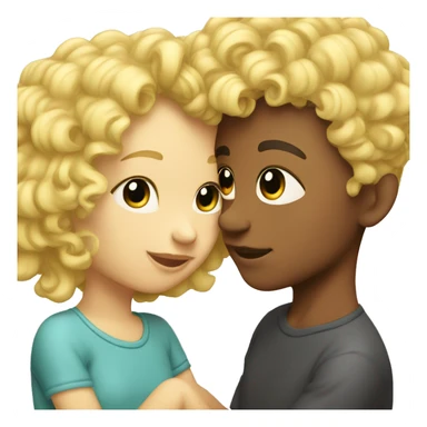 girl rainbow hair kissing boy with blonde perm  sticker