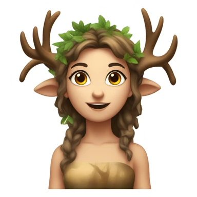 Forest Faun among the trees with deer horns play, female, beautiful, desirable, logically on the fluet sticker