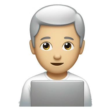 person working on computer sticker