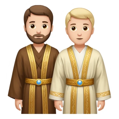 two white biblical men standing next to each other sticker