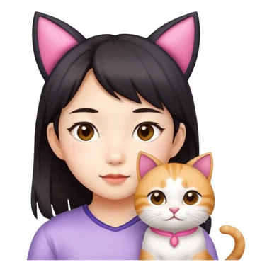 Little asian girl with a cat ears sticker
