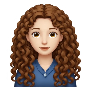 pale woman with brown very very long curly hair, middle part sticker