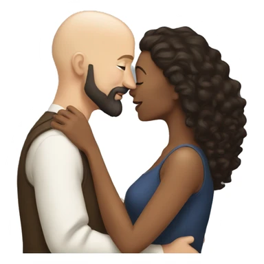 White Man bald with dark beard kissing short brown woman with long dark wavy hair sticker