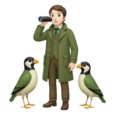 henry David thoreau full body birdwatching with bonoculars sticker