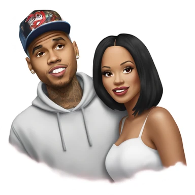 Hyper Realistic Chris Brown  and Rhianna romantic photo  sticker