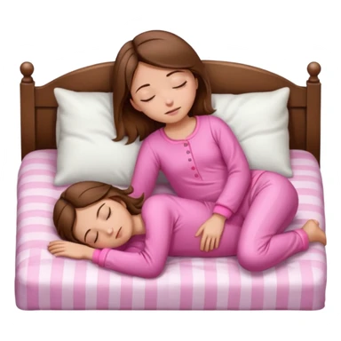 Menina de cabelos castanhos de corpo inteiro, pijama rosa, dormindo sticker