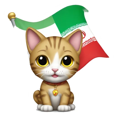 cat holding an Iranian flag  sticker