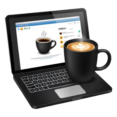 laptop and coffee on the table sticker