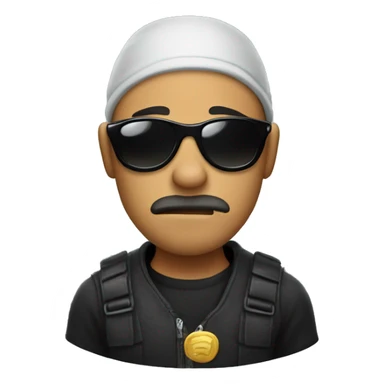 A robber that has a dog face and has black sunglasses  sticker
