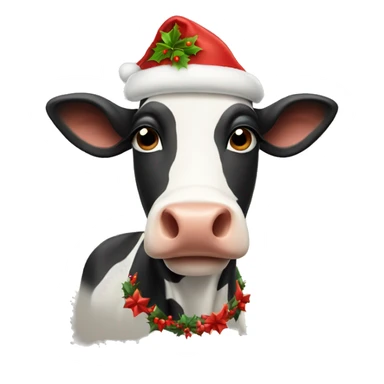 Christmas cow sticker
