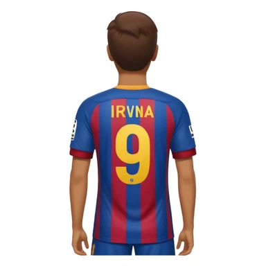 buat costum hanya pakaian dan dari belakang barcelona nama punggung irvina dan nomor punggung 9 sticker