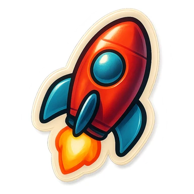 simple rocket symbol, vintage sticker cartoon style, no text sticker