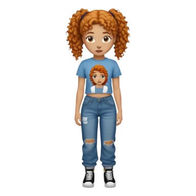 Girl with ginger curly hair in one ponytail, and then have a tupac shirt and loose jeans sticker