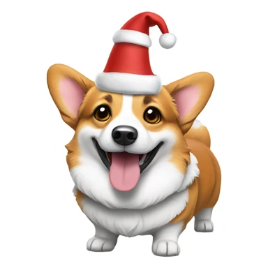 Tri-color corgi wearing Christmas hat  sticker