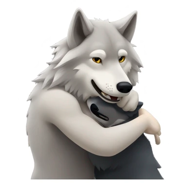 Wolf hugging another wolf sticker