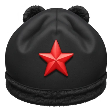 A blank Black ushanka with a red star on it sticker