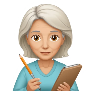 Older woman sketching in spiral pad sticker