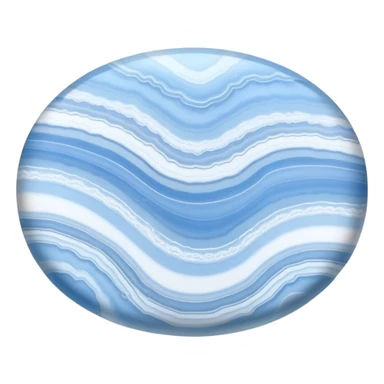 Oval blue lace agate with ethereal sky blue and white banded patterns resembling lace sticker