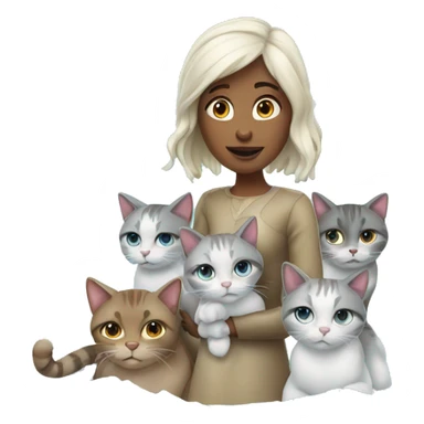 Girl with three cats in ice  sticker