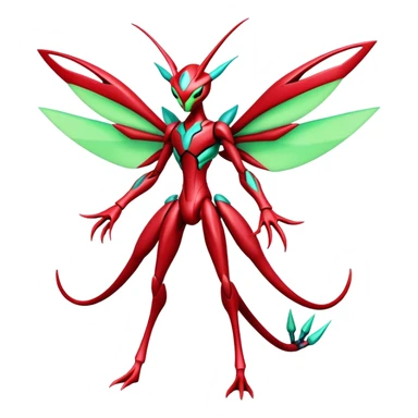  Cool Edgy Shiny Futuristic Ethereal Legendary Scizor-Deoxys-Digimon-Schyther-Flygon-hybrid full body sticker