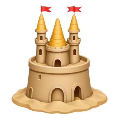 Bucket-shaped sand castle, made with an upside-down pail mold sticker