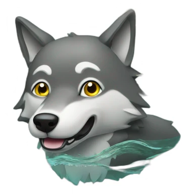 cartoon wolf swimming in money sticker