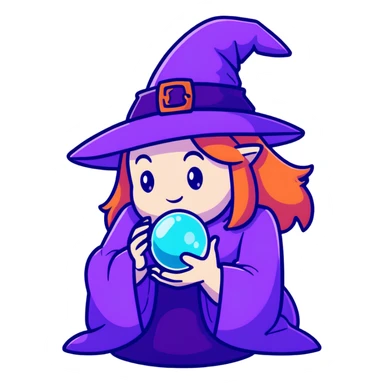 witch with a crystal ball sticker