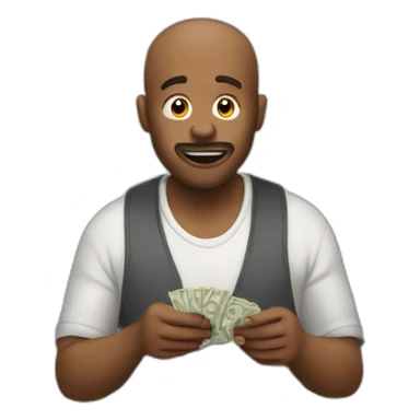 man counting money sticker